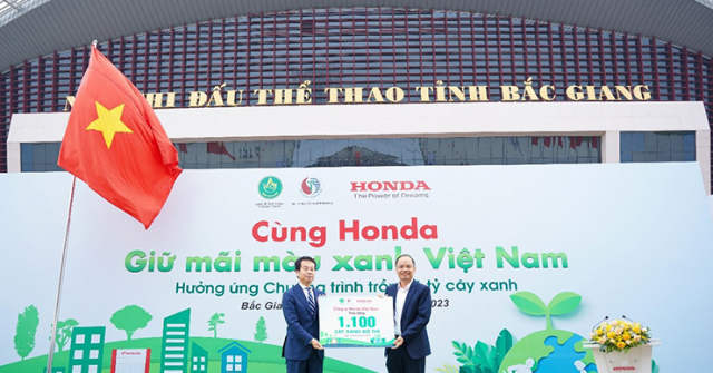 1.100 cây xanh được Honda Việt Nam tổ chức trồng tại Bắc Giang