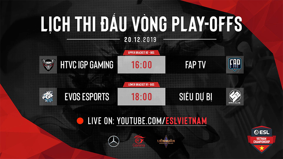 Trực tiếp ESL Liên Quân vòng Playoffs: FAPTV vs EVOS