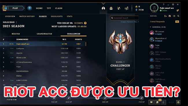 LMHT: Các tài khoản từ Riot Games được tăng điểm rank một cách chóng mặt