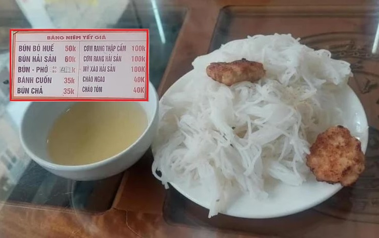 Kiểm tra, xử phạt quán bán suất bún chả 35 ngàn đồng chỉ có 2 miếng chả