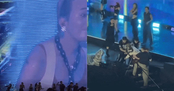 Phản ứng của G-Dragon trong khoảnh khắc fan cuồng lao lên sân khấu khi đang biểu diễn tại Mỹ Đình