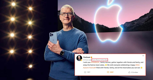 Tim Cook đăng bài chúc mừng Trung thu, nhưng vô tình để lộ dòng iPhone cũ đang dùng khiến netizen được dịp tha hồ 