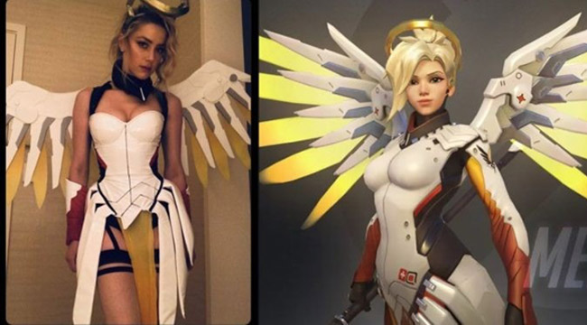 Amber Heard cosplay Mercy Overwatch theo ý thích của tỷ phú