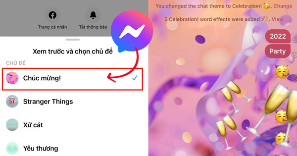 Messenger vừa update thêm theme mới siêu xinh dành cho những buổi tiệc tùng cuối năm, check xem tài khoản của bạn đã có chưa?