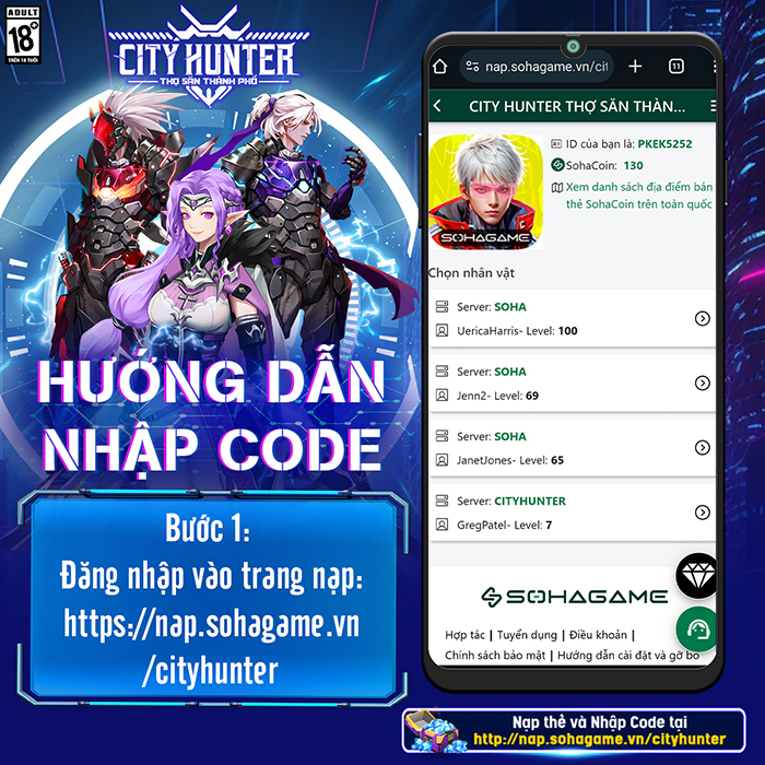 AFKMobi tặng nhiều gift code game City Hunter Thợ Săn Thành Phố giá trị