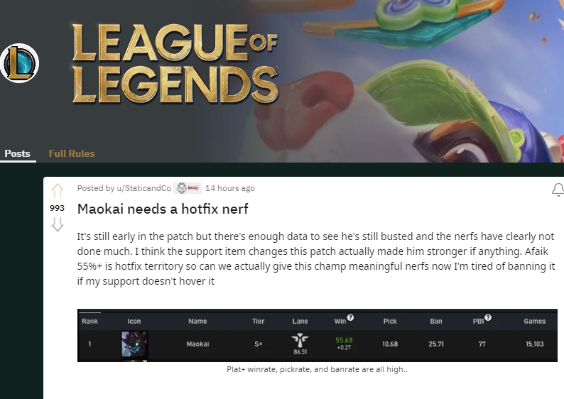 Maokai quá mạnh, game thủ LMHT đòi nerf ngay lập tức!