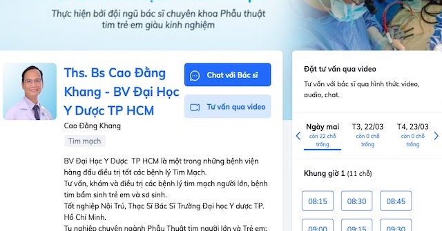 Cách đặt lịch hẹn bác sĩ tư vấn bệnh tim miễn phí qua chat, video call