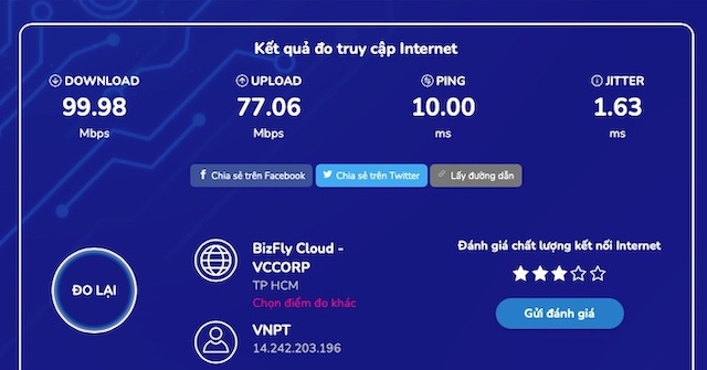 Thuê bao Mobi, Vina, Viettel không tốn data khi đo tốc độ Internet tại đây