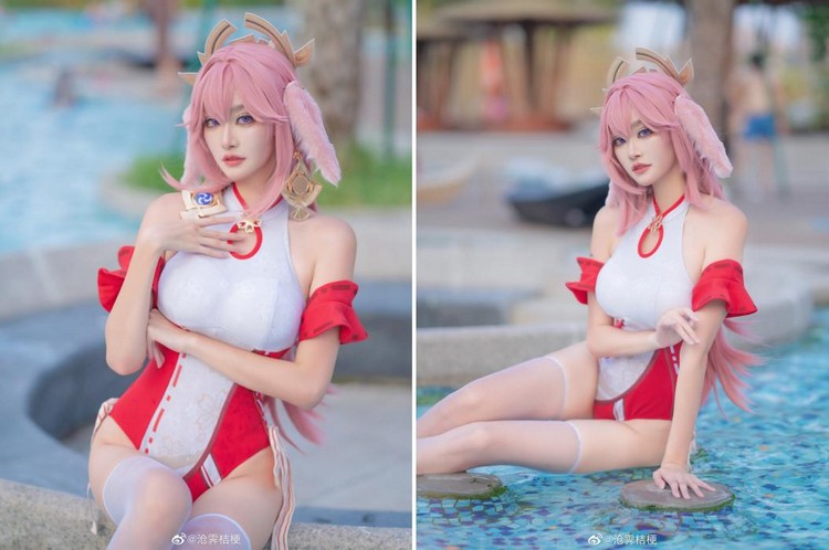 Ngất ngây với bộ ảnh cosplay Yae Miko áo tắm trong Genshin Impact