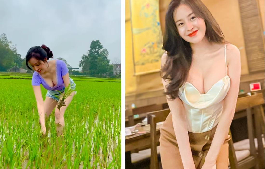 Về quê vui thú ruộng vườn, hot girl siêu vòng 1 Bà Tưng vẫn khiến dân tình 'tim đập chân run' vì những màn khoe ngực bức thở