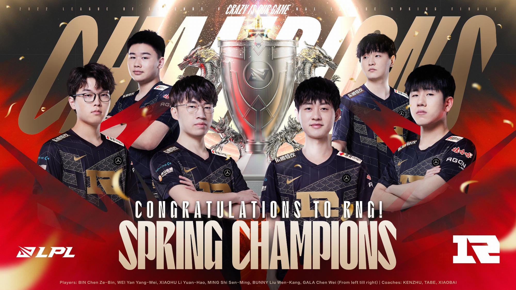 Đánh gục TES, RNG lên ngôi vô địch LPL Mùa Xuân 2022 và giành vé tham dự MSI 2022