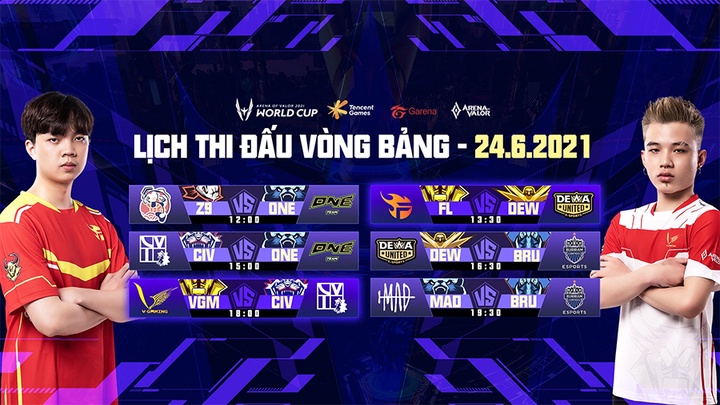 Trực tiếp AWC Liên Quân 2021 ngày 5 (24/6): MAD vs BRU