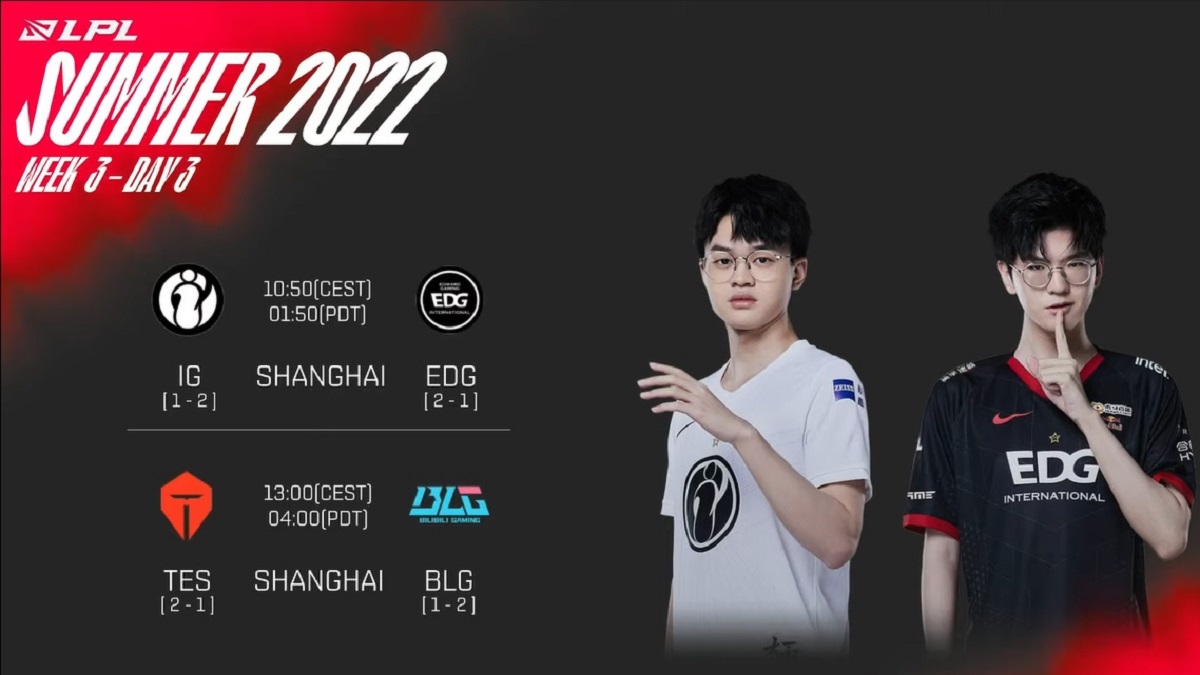 Trực tiếp LPL Mùa Hè 2022 ngày 22/6: IG vs. EDG, TES vs. BLG