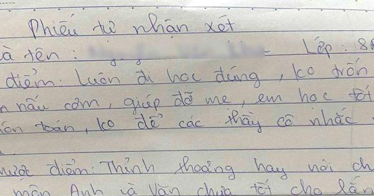 Phiếu tự nhận xét của học sinh lớp 8 gây bão mạng xã hội vì quá thật thà