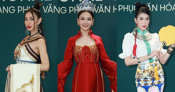 Dàn Hoa hậu Vbiz trong đêm thi trang phục dân tộc của Miss Grand Vietnam 2022