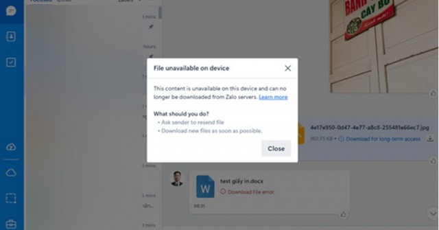 Zalo gặp sự cố, người dùng "than trời" vì không thể gửi/nhận file