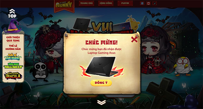 Chơi Halloween – Rinh Laptop Gaming miễn phí, bỏ túi quà độc quyền từ Gunny PC