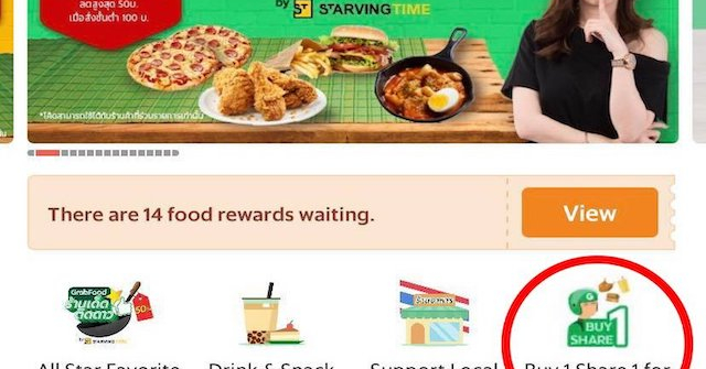 GrabFood tung tính năng mua 1 tặng 1 đầy tính nhân văn tại Thái Lan