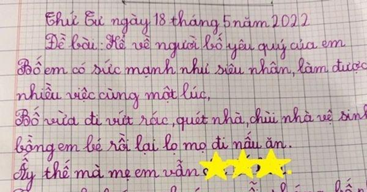 Bài văn miêu tả ông bố quốc dân của học sinh tiểu học khiến dân mạng cười ngất