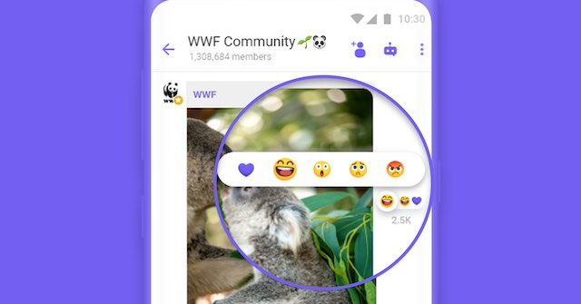 Viber thêm tính năng thả tim, buồn, vui, tức giận cho tin nhắn nhóm