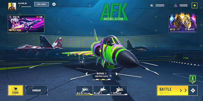 Điều khiển chiến cơ tham gia vào các trận không chiến trong Sky Combat 2: Air Combat PvP