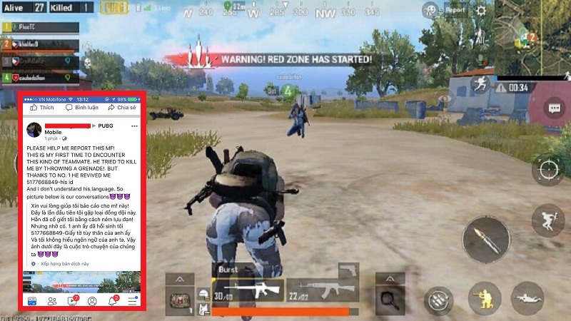 Gamer Việt bị “bêu” đích danh trên diễn đàn PUBG quốc tế khi cố tình giết đồng đội