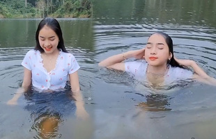 Quay video tắm hồ làm “content” TikTok, hot girl miền sơn cước mắc lỗi lộ nội y, cộng đồng 