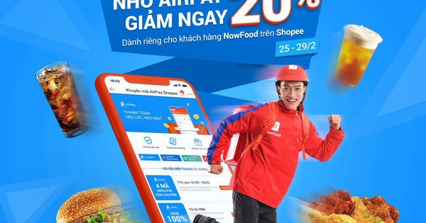 Ăn uống và nạp điện thoại thả ga, AirPay giảm giá 20% trên Shopee từ 25 - 29.02