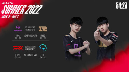 Trực tiếp LPL Mùa Hè 2022 ngày 25/07: RA vs. RNG, FPX vs. TT