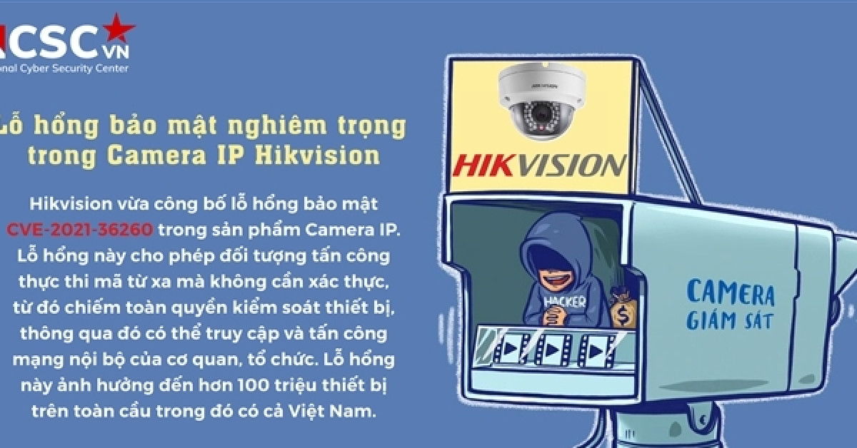 Cảnh báo nguy cơ tấn công mạng từ lỗ hổng nghiêm trọng của camera Hikvision