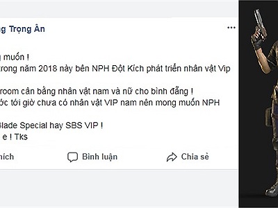 Đột Kích: Xạ thủ mong muốn có nhân vật VIP nam hoàn chỉnh trong thời gian tới