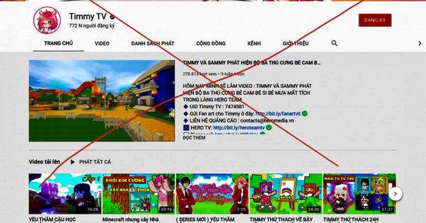 TP.HCM: Phạt kênh Timmy TV 15 triệu đồng vì đăng tải nhiều nội dung độc hại với trẻ em