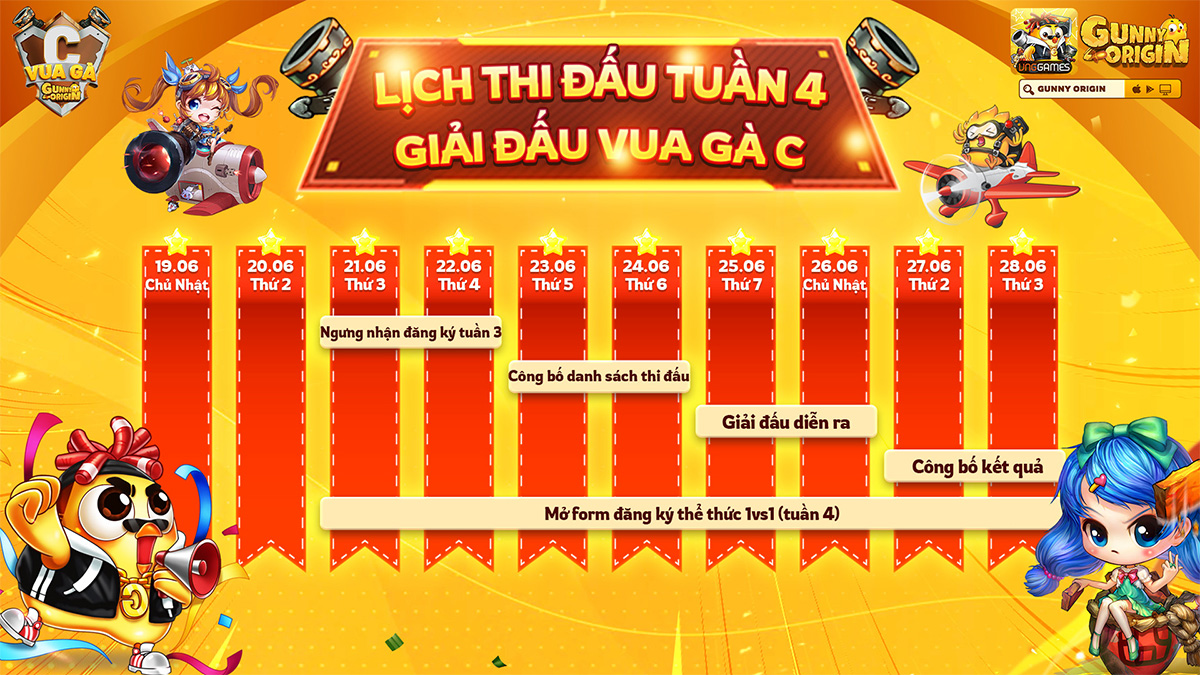 25/6 – Đang thi đấu tuần 4 giải Gunny Origin toàn quốc