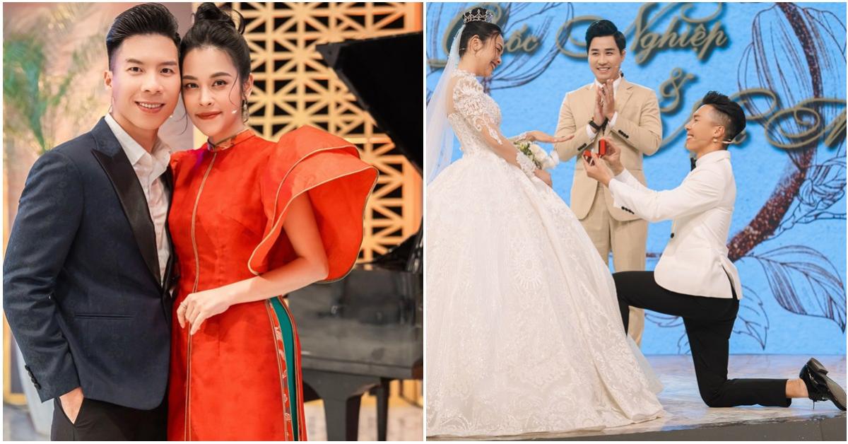 Osen Ngọc Mai mặc váy cưới, được chồng cầu hôn trên sóng truyền hình