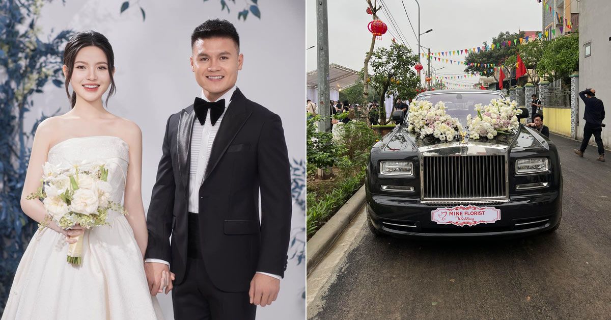 Cận cảnh xe hoa 50 tỷ đón người đẹp về dinh của cầu thủ Quang Hải