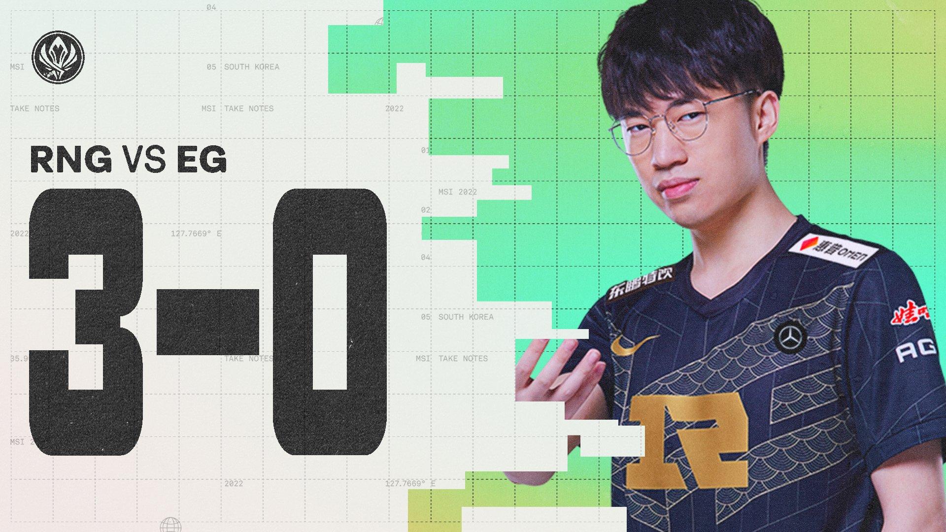 RNG hủy diệt EG với kết quả 3-0 để tiến vào chung kết MSI 2022