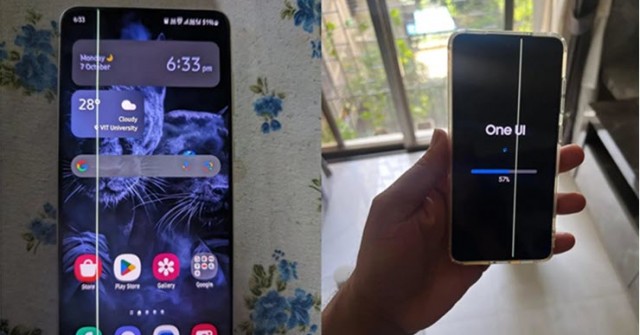 Galaxy S21 FE "dính" sọc xanh màn hình ngay khi đang cập nhật One UI