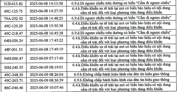 383 phương tiện có biển số sau nhanh chóng nộp phạt nguội theo Nghị định 168