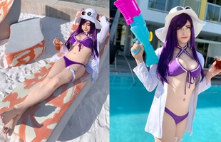 LMHT: Sneaky lại đốt mắt khán giả, khoe thân 'nuột nà' trong bộ bikini với cosplay... Caitlyn Tiệc Bể Bơi