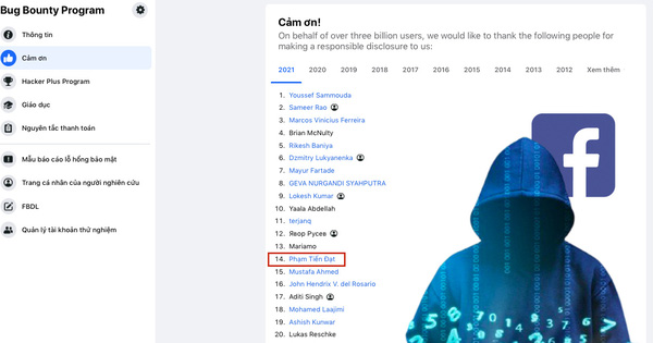 Facebook vinh danh 9 hacker Việt Nam vì góp phần thông báo 