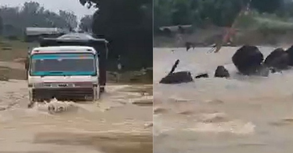 Tài xế xe tải mất tích khi cố lái xe vượt qua dòng nước lũ