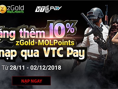 [TIN VUI] Nhận ngay 110% zGold-MOLPoints khi nạp qua VTC Pay