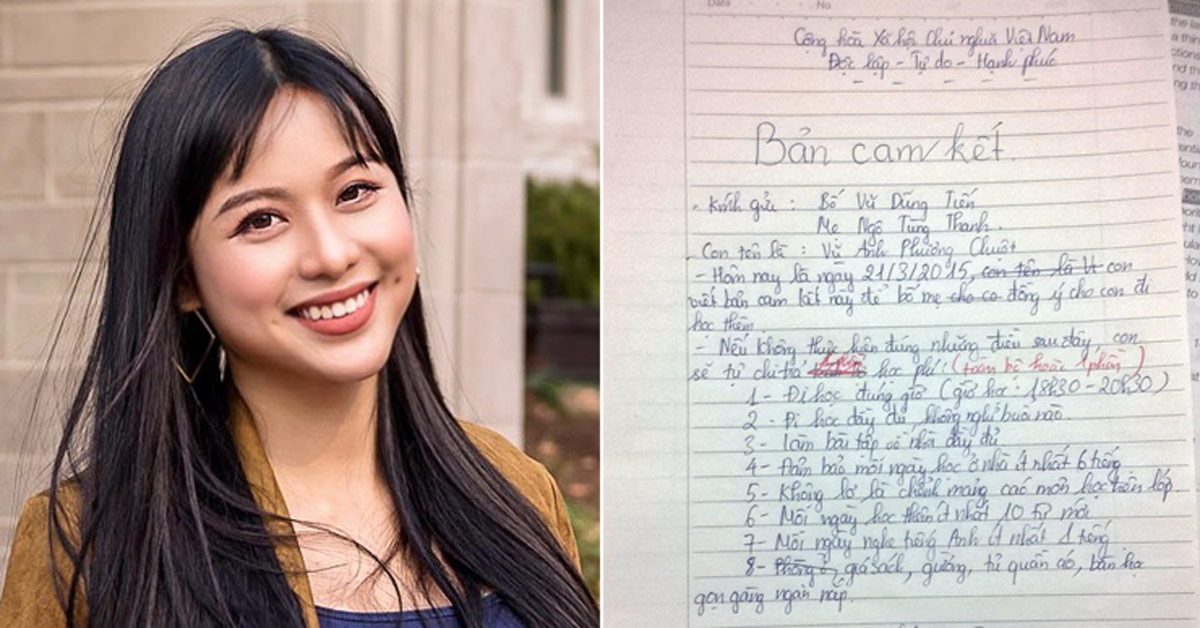 Cô gái viết cam kết xin bố mẹ đi học thêm tiếng Anh, thành quả 10 năm sau gây ngỡ ngàng