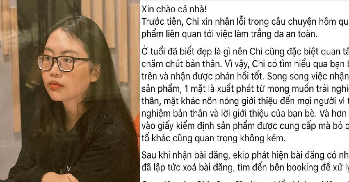 Quảng cáo kẹo trắng da, Phương Mỹ Chi nhận lỗi