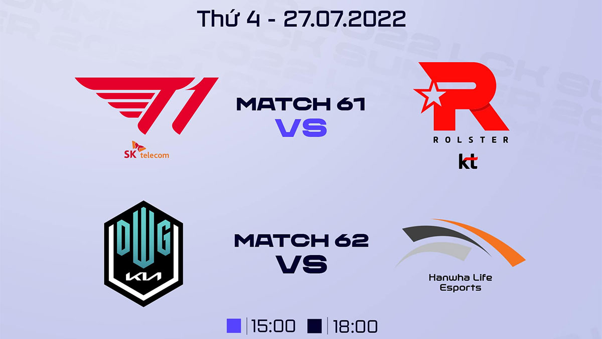 Nhận định LCK Hè 2022 ngày 27/7: T1 vs KT; DK vs HLE