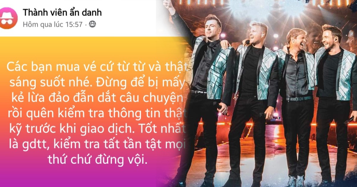 Vé chợ đen xem Westlife tại TP.HCM cao 