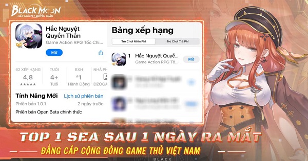 Tặng 500 giftcode game Hắc Nguyệt Quyền Thần mừng đạt top 1 SEA