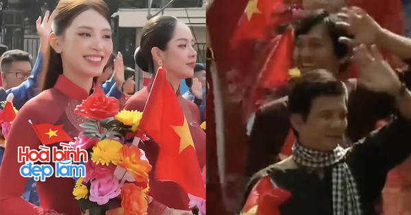 Khoảnh khắc đẹp khối nghệ sĩ diễu hành 30/4: Ngọc Châu - Tiểu Vy xuất hiện sáng bừng khung hình, 1 nam diễn viên liên tục cúi đầu