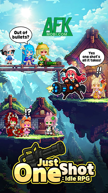Cùng cô nàng vệ binh cầm súng tiêu diệt bọn quái vật trong game Just One Shot: Idle RPG