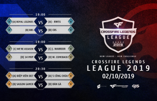 Công bố lịch thi đấu, giải đấu CrossFire Legends League 2019 ngày 02/10